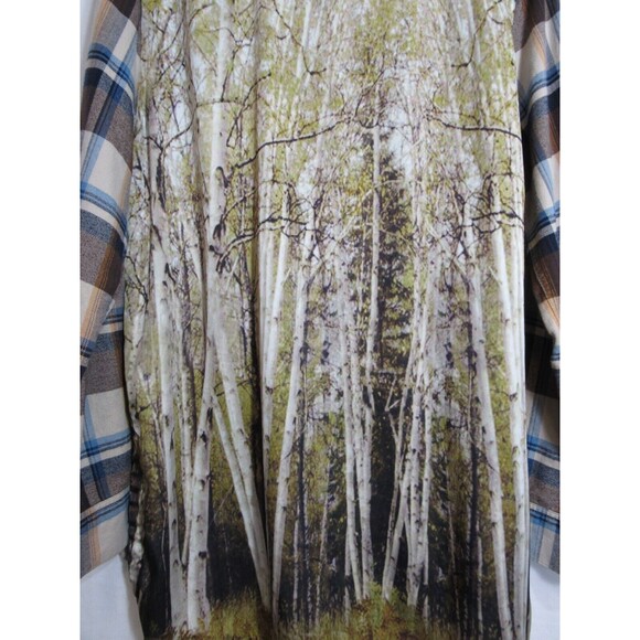 Orvis Plaid Flannel Front Woods Forest Tree Scene Back Button Down Shirt M EUC - Picture 3 of 5